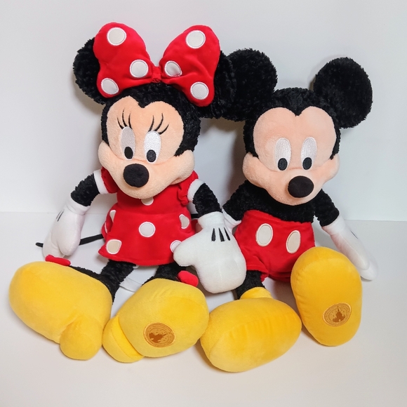 Vintage Mickey and Minnie Mouse 17" Plush Disney Stamp Foot Retired - Picture 9 of 9